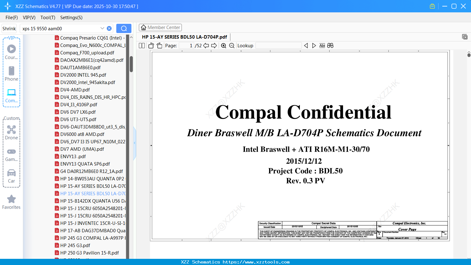 Laptop HP 15-AY SERIES BDL50 LA-D704P